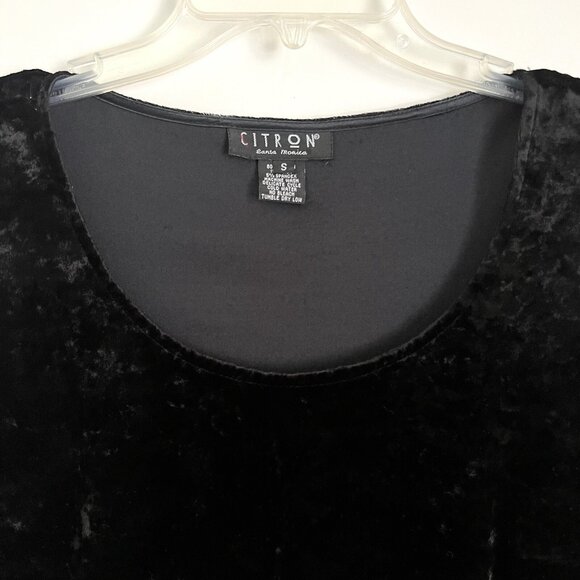 Citron Santa Monica Size S Silk Blend Velvet Top Sleeveless Scoop Neck Black - Picture 4 of 9